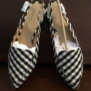 Talbots Black and White Checked Slingback Shoes, NIB, SZ 9.5, New Summer Shoes